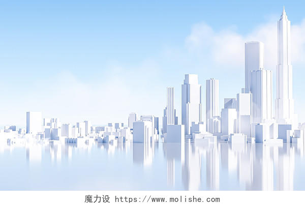 C4D白色立体商务科技城市建筑空间背景商务C4D背景